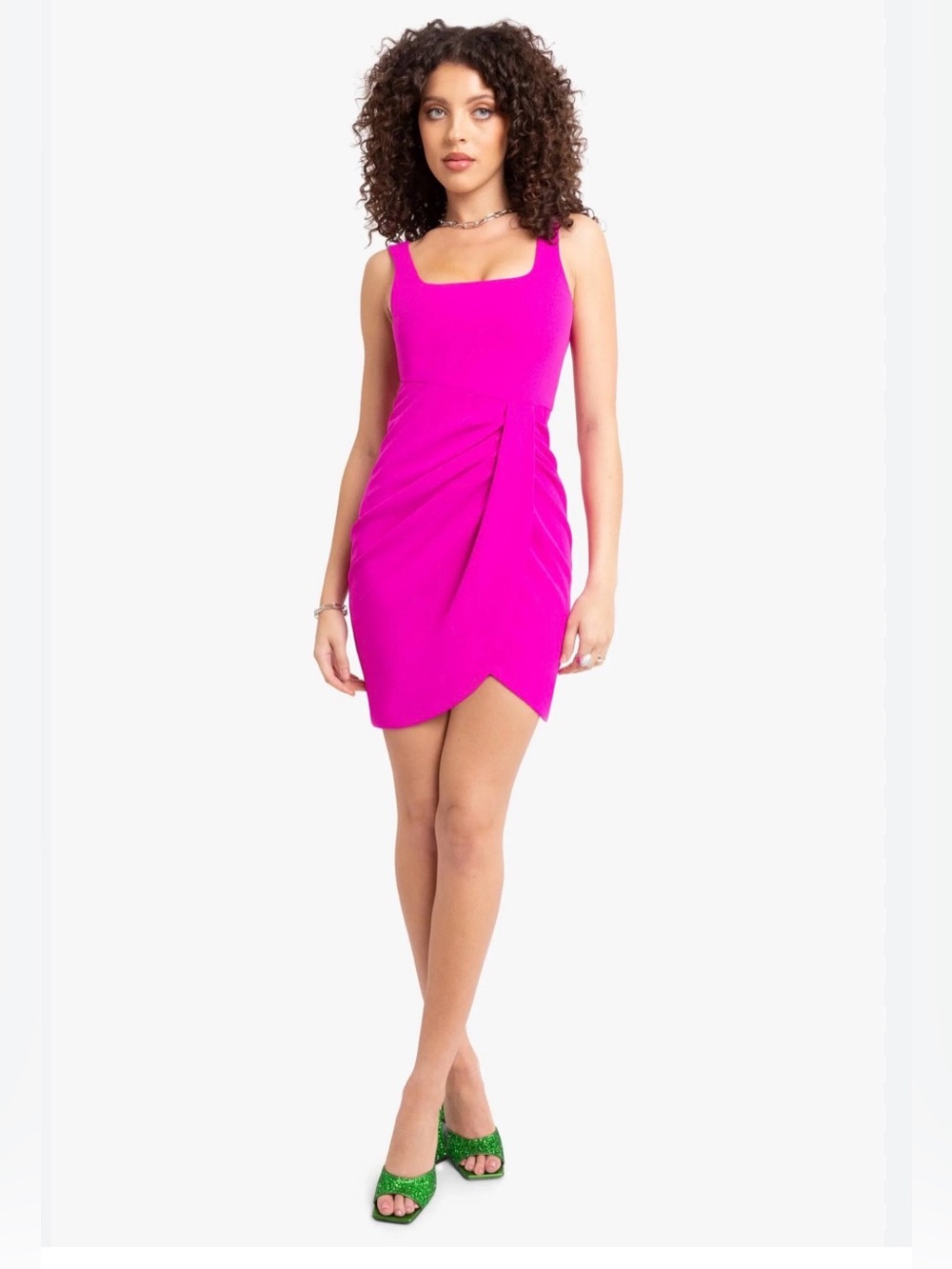 NWT Black Halo Aloy Mini Wrap Dress Vibrant Pink